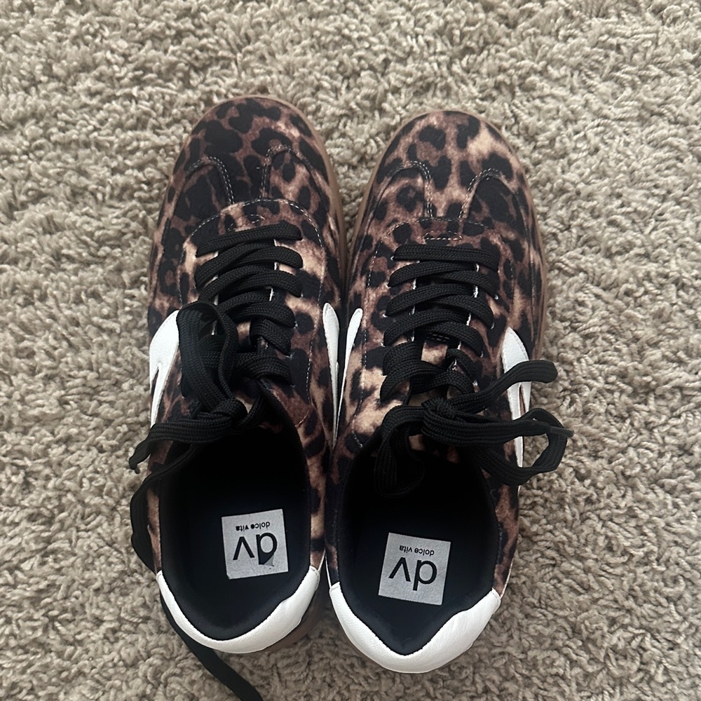 Leopard Print Sneakers with Black Accents